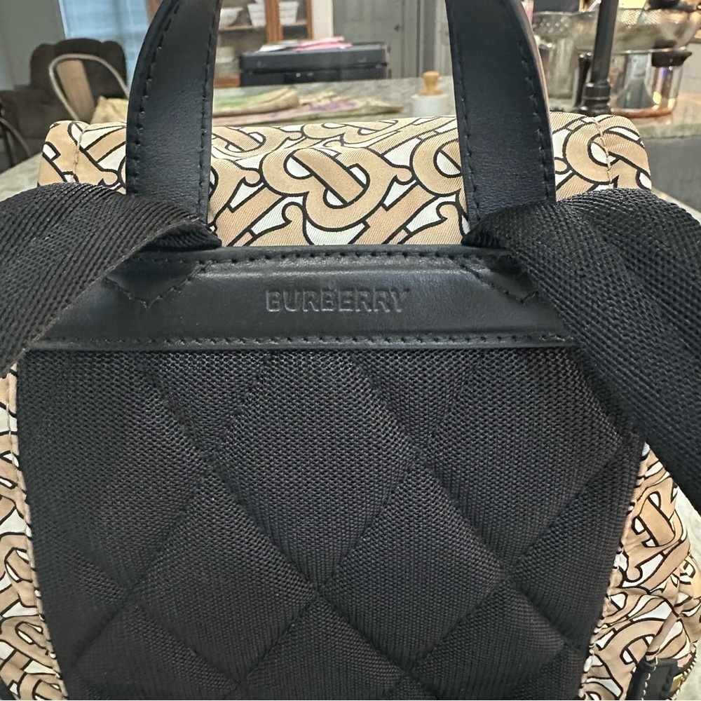 Burberry BURBERRY TB monogram backpack rucksack nylon leather beige black EUC - Picture 11 of 16